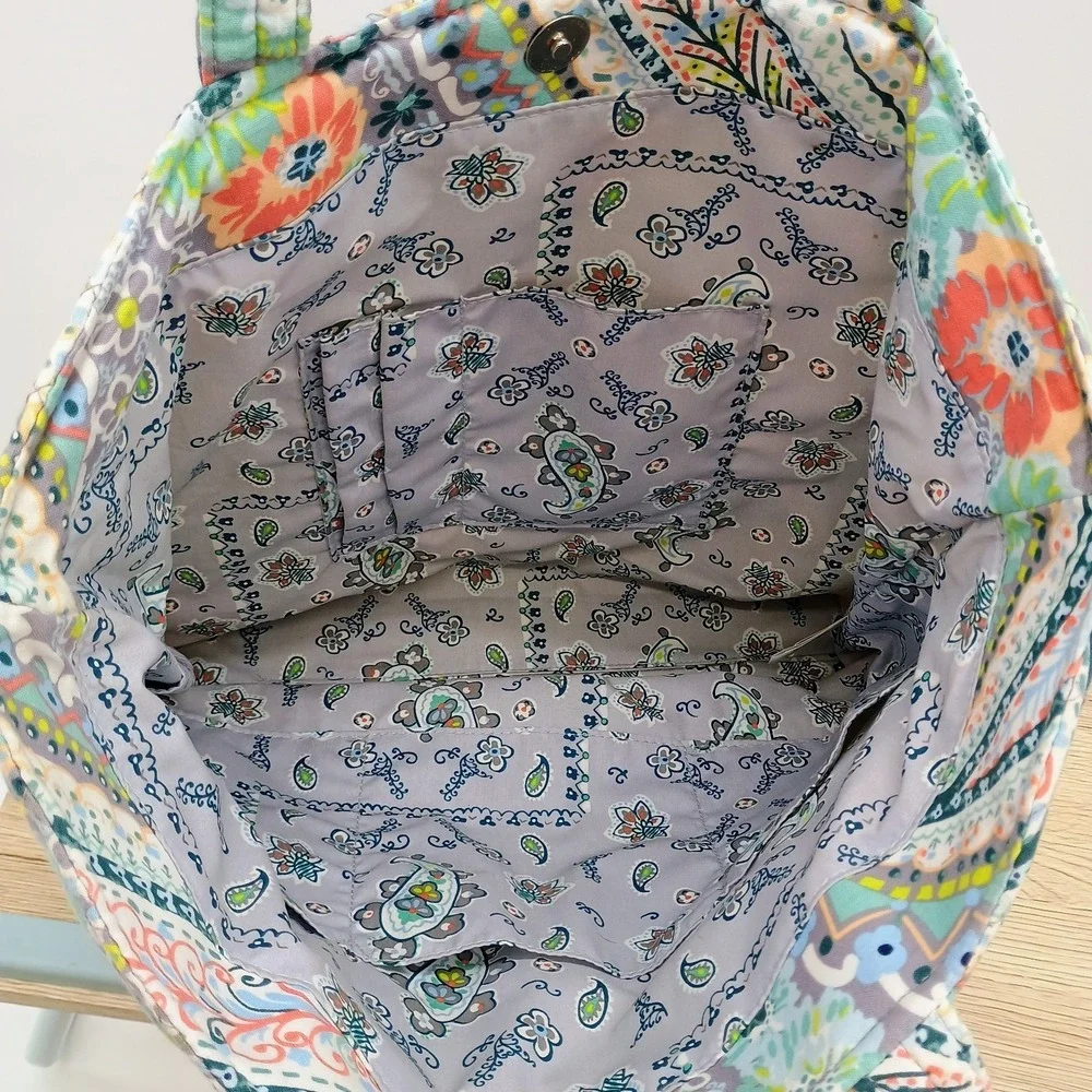 Vera Bradley Tote Bag Citrus Paisley Quilted Cotton Large Shoulder Handbag 28548